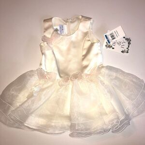 Iris & Ivy Dress 24 Months 2 Ivory Organza Ruffles Bows Tutu Party Wedding NWT
